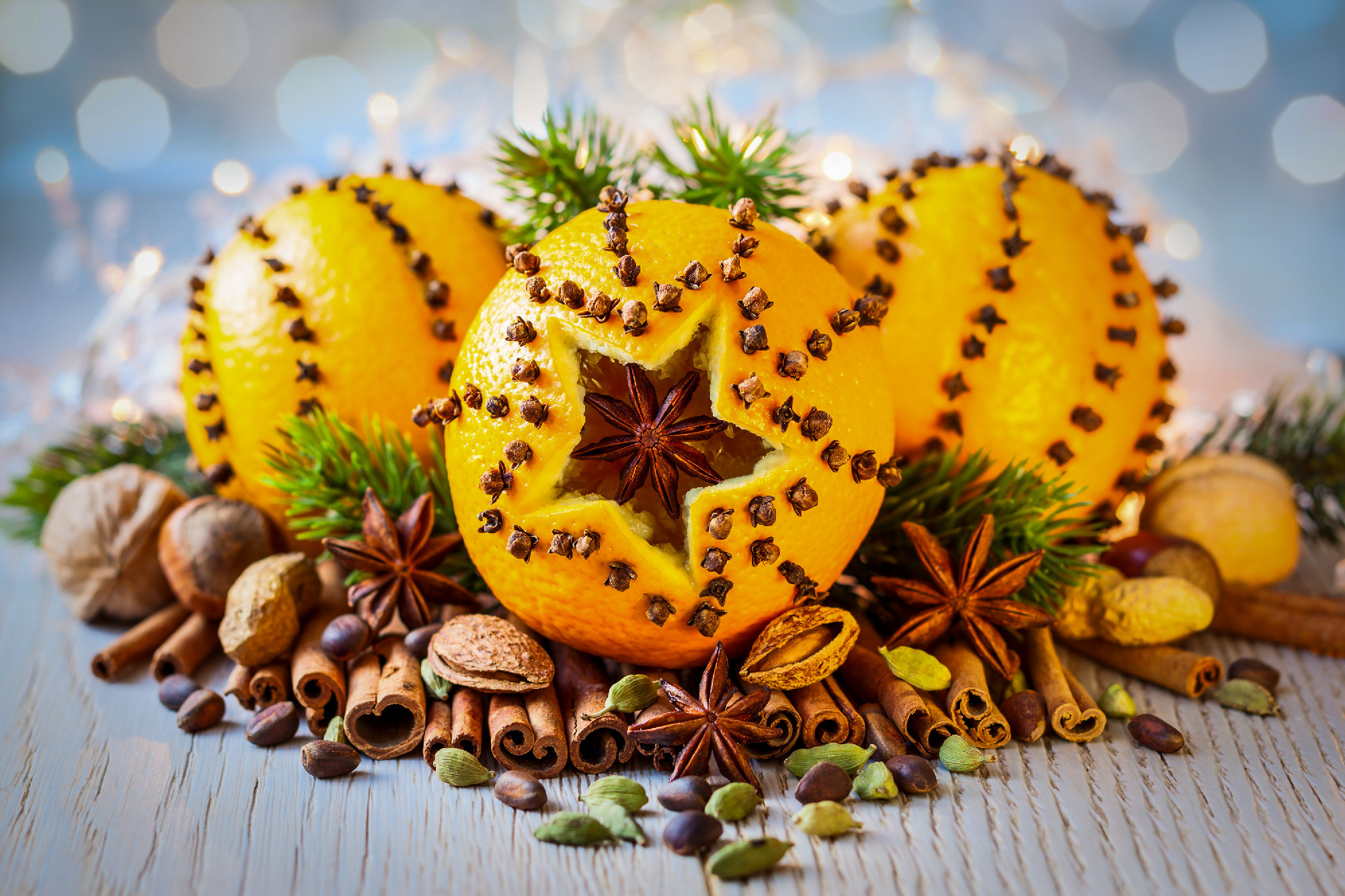 Christmas oranges,spices and nuts