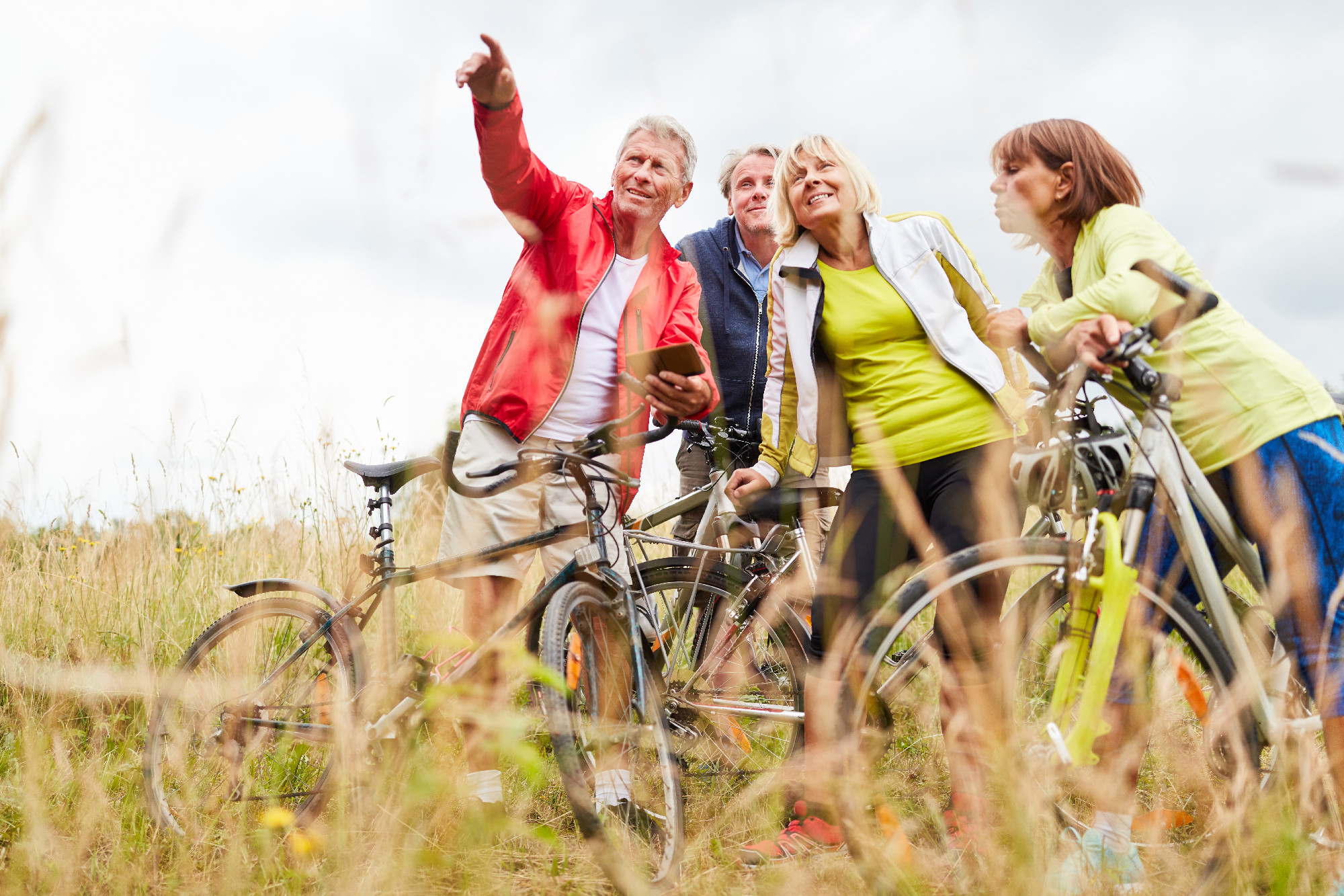 Seniors use on bike tour smartphone app