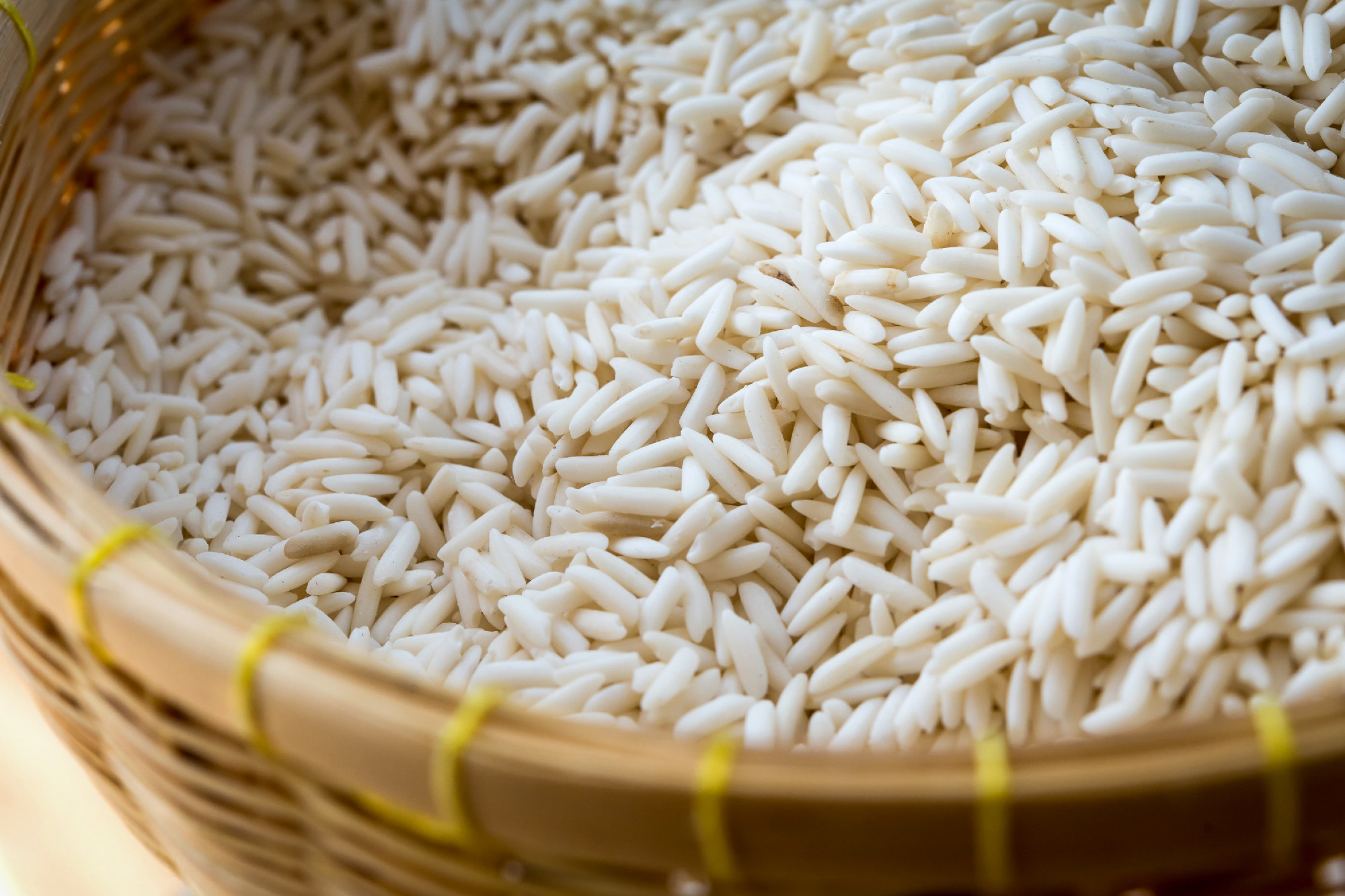 close up Rice on basket
