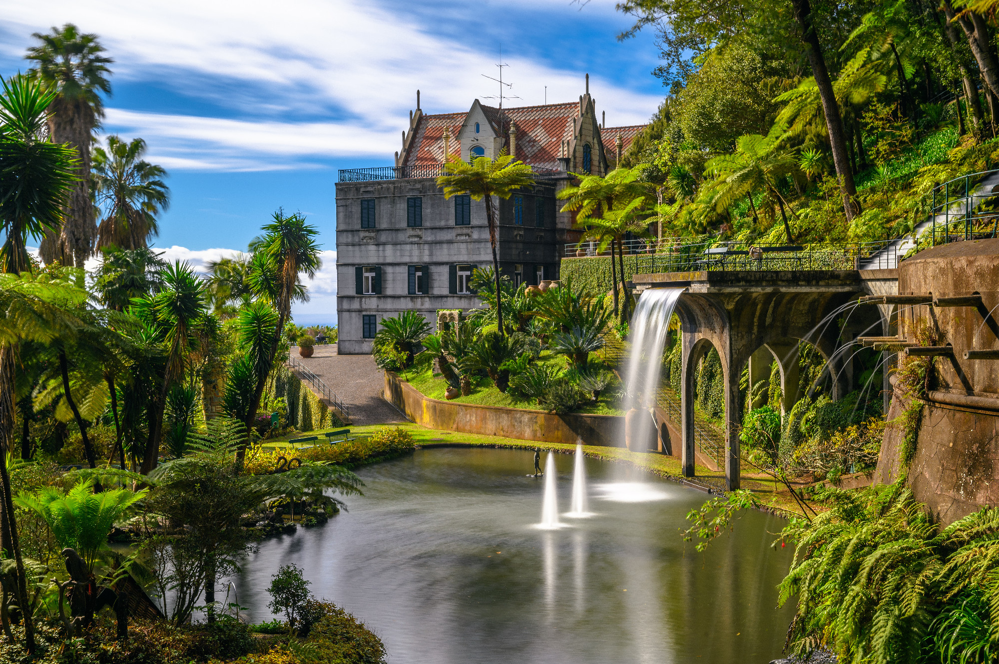 Fountain in the Monte Palace garden located in Funchal, Madeira island, Portugal