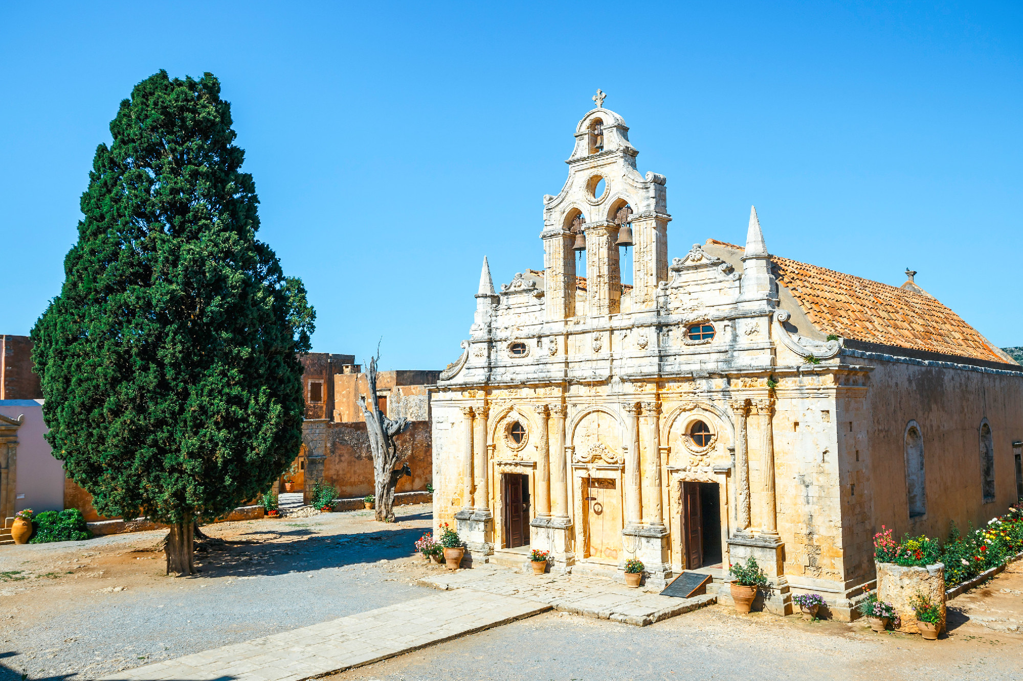 Arkadi Monastery situated at the southeast of Rethymnon, Crete, 