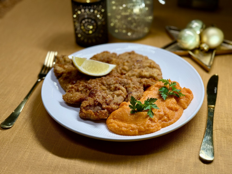 Borjú bécsi batátapürével