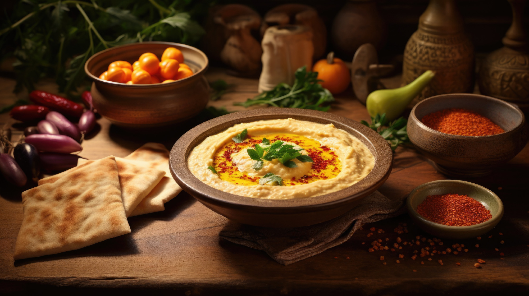 Smooth hummus spread, a creamy and flavorful Middle Eastern dip