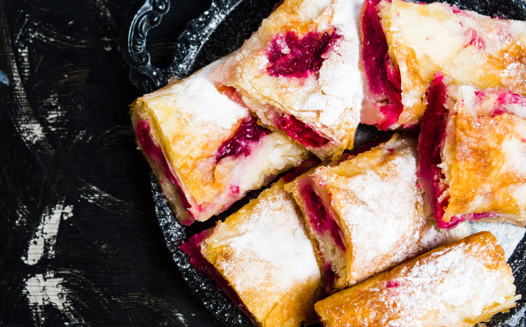 Homemade cherry sweet pie slices on a plate