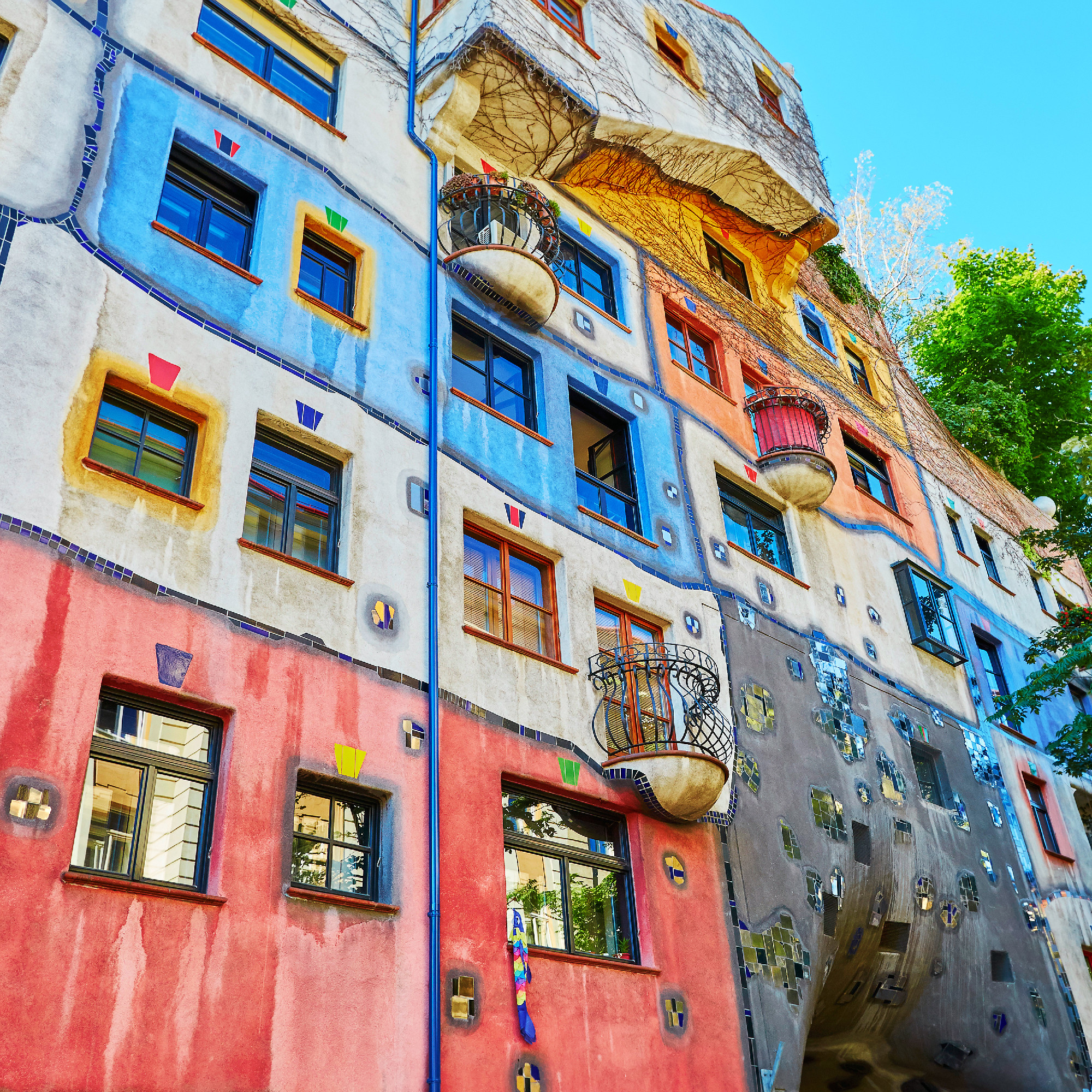 Scenic view of Hundertwasser house in Vienna