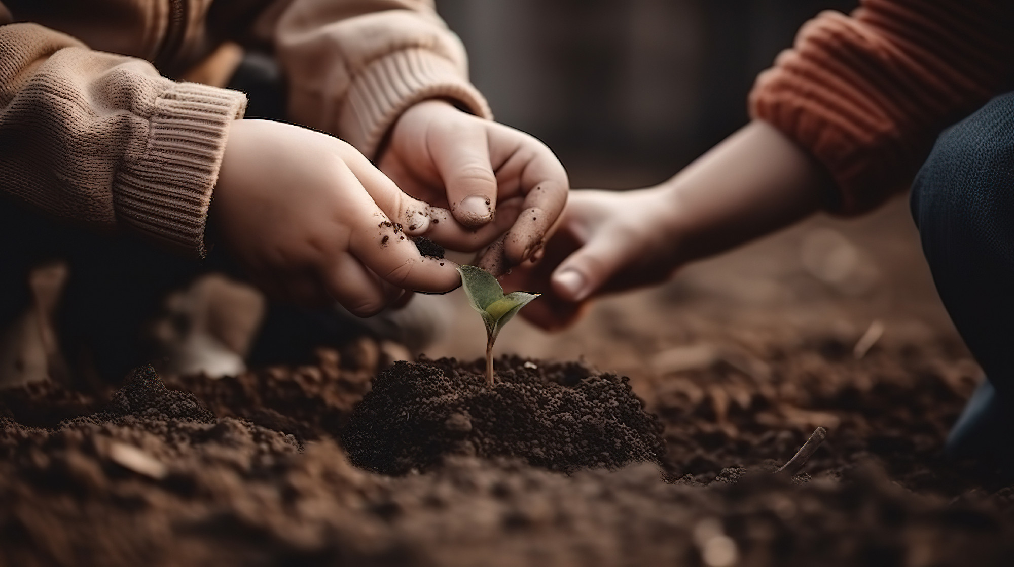Close up on transplanting process of plants. Generative Ai