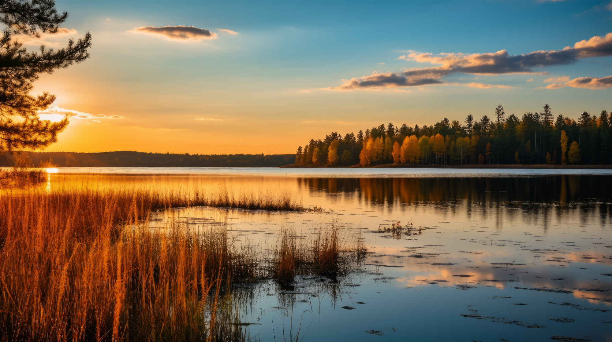 Serene Autumn Wetland: A Tranquil Reflection Of Nature's Beauty