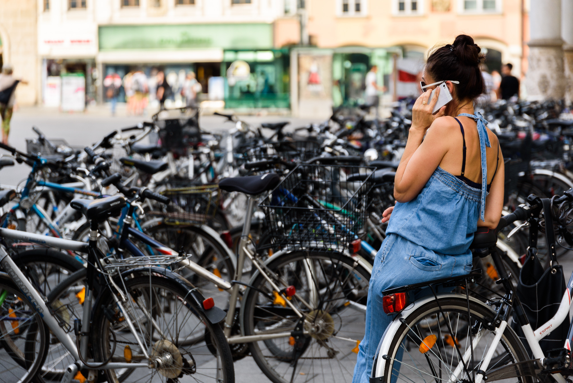 Woman talks on mobile phone