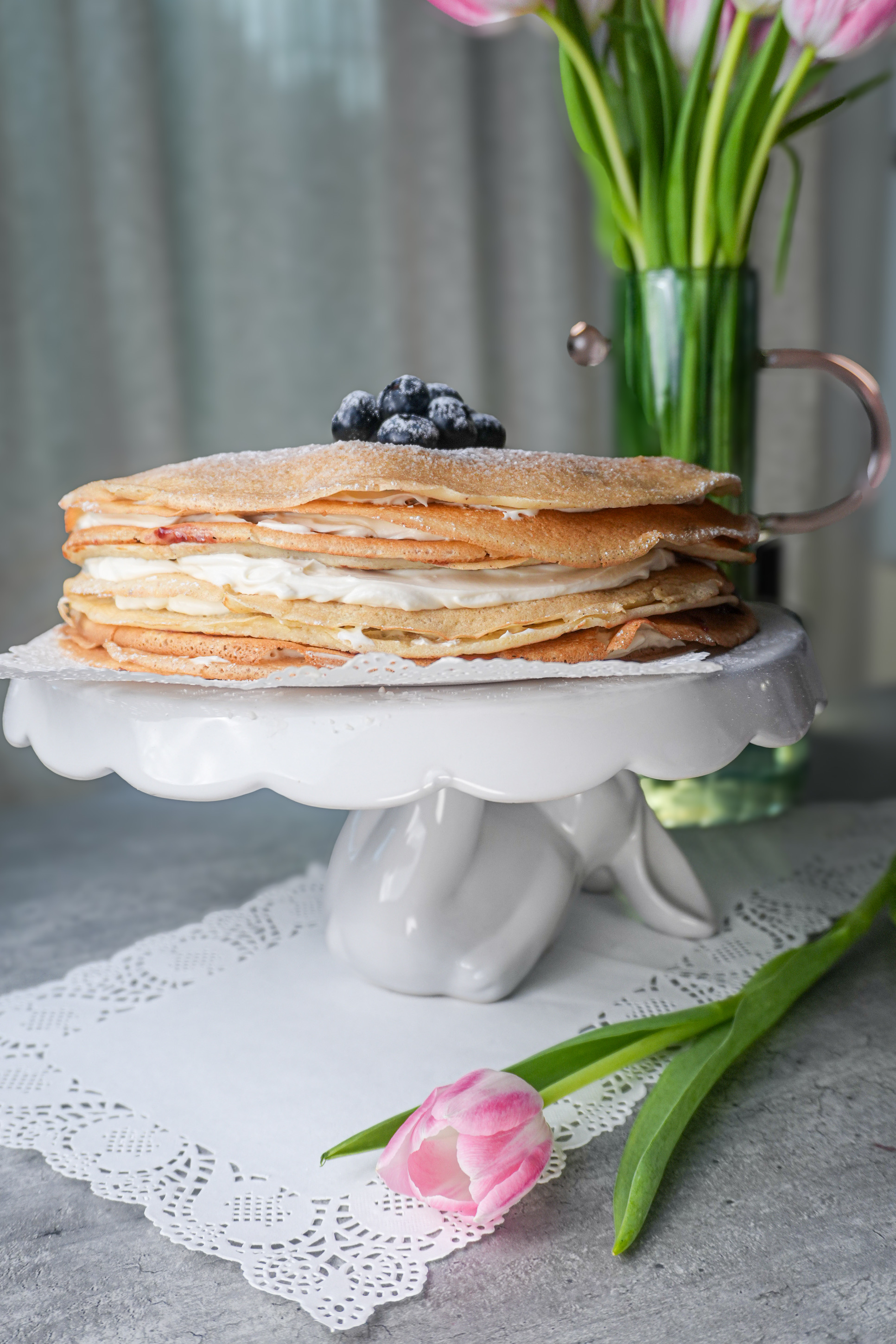 Áfonyás, mascarponekrémes palacsintatorta