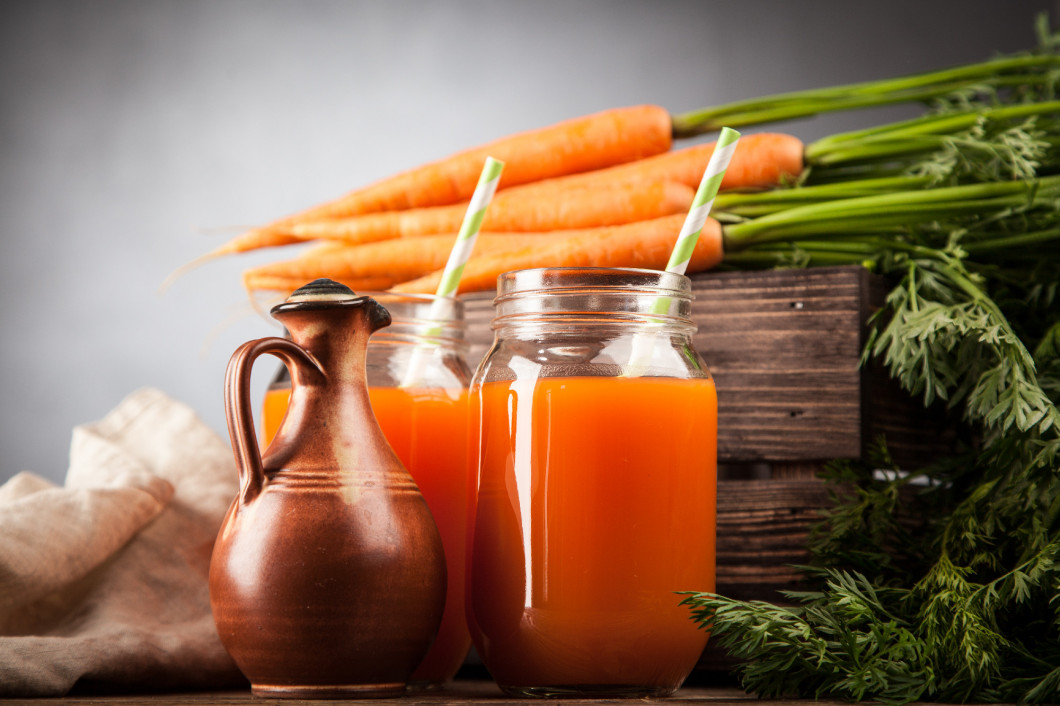 Fresh organic carrot juice