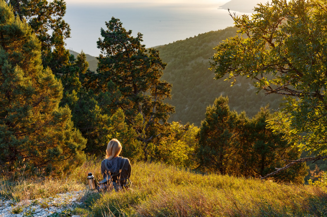 Woman enjoying sunset