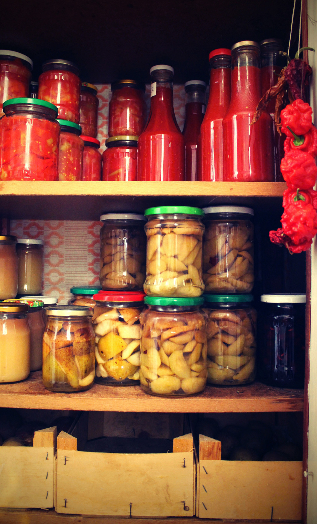 Pantry with jam in the autumn.