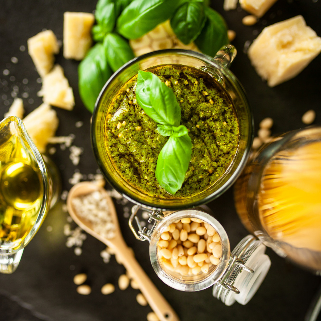 Pesto sauce in a bowl