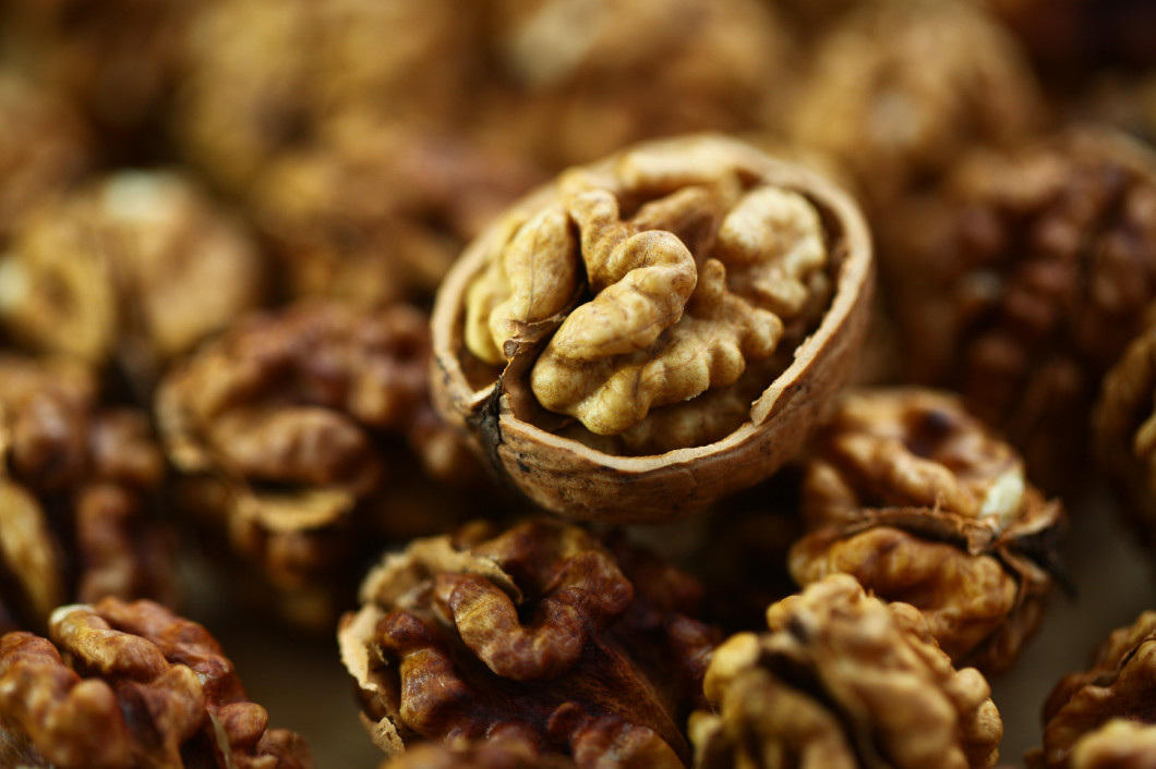 peeled whole kernels of walnuts harvest