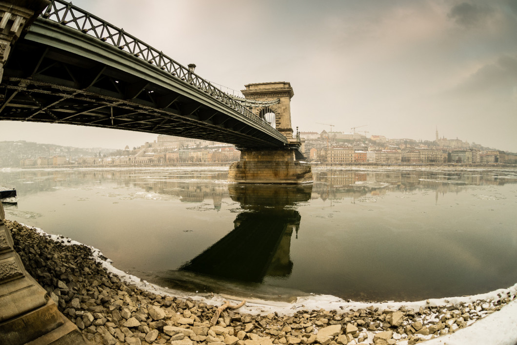 Ice flowing on river Danube