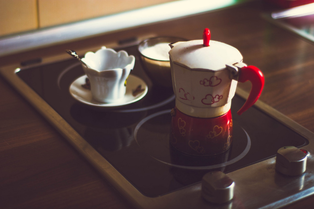 Coffee preparation in the morning