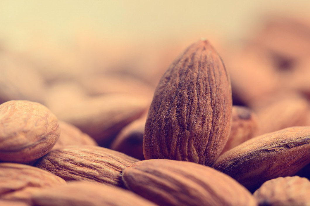 Close up of a pile of almonds