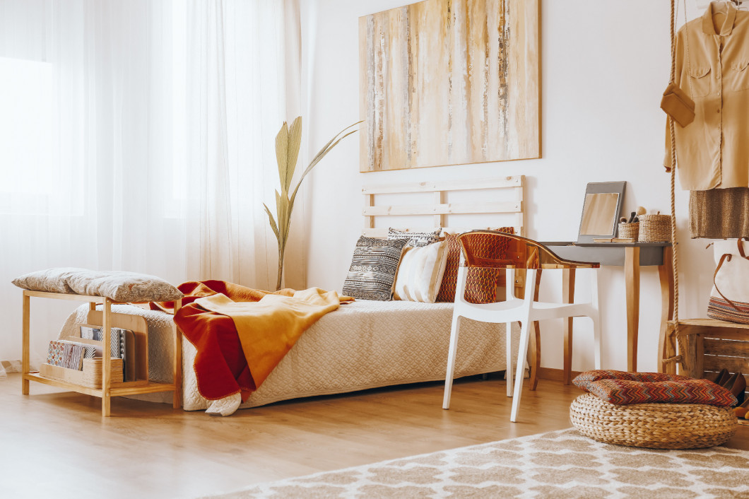 Bedroom in sandy colors