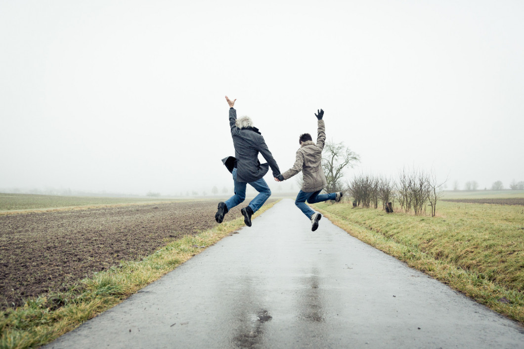 Senior Couple Jumping