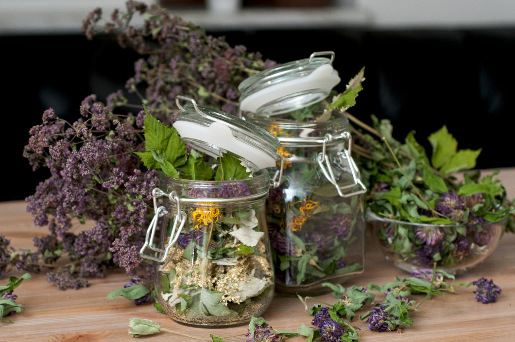 collection of dried herbs