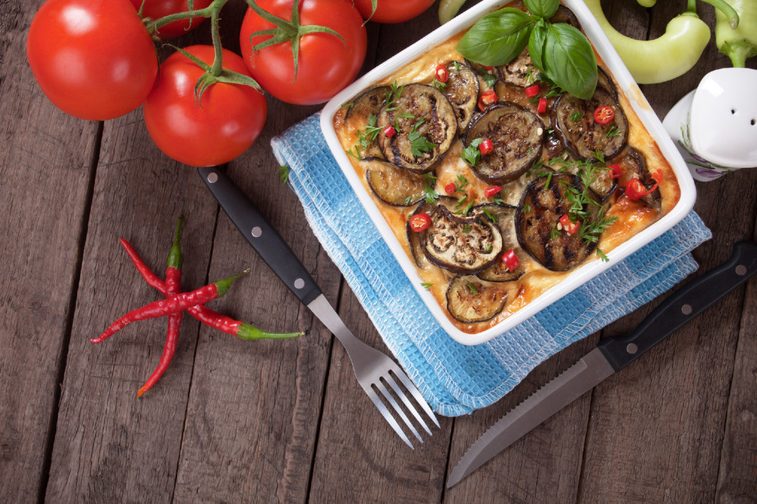 Moussaka, greek casserole with aubergine