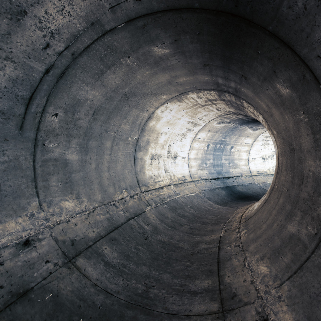 Modern futuristic concrete tunnel