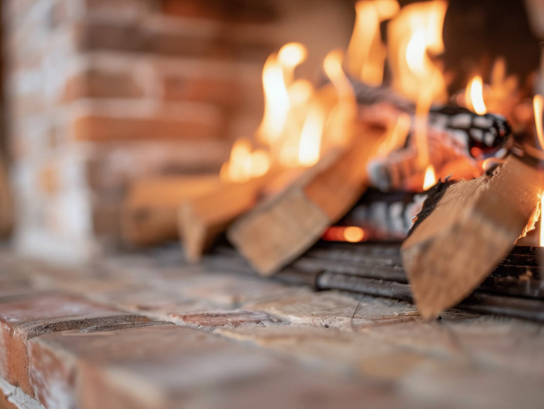 Cozy Fireplace With Flickering Flames and Warm Ambiance During W