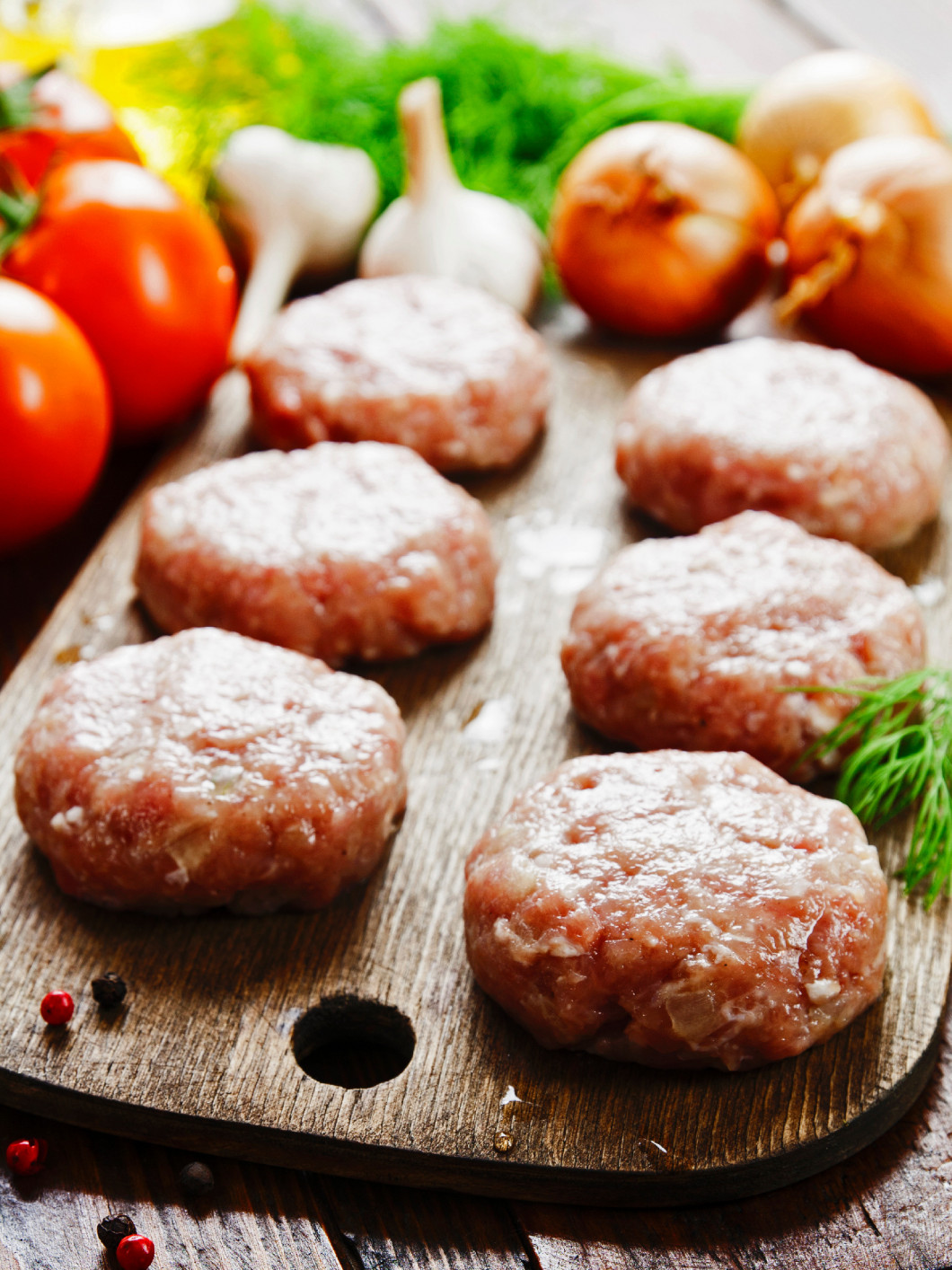 Raw meatballs on the table